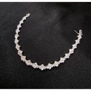 925 Sterling Silver FZN Signed Tennis Bracelet With Round Cubic Zirconia Stones